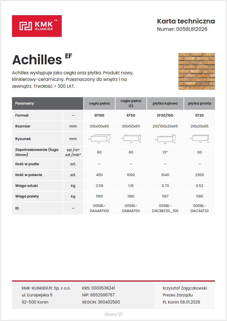 Karta techniczna