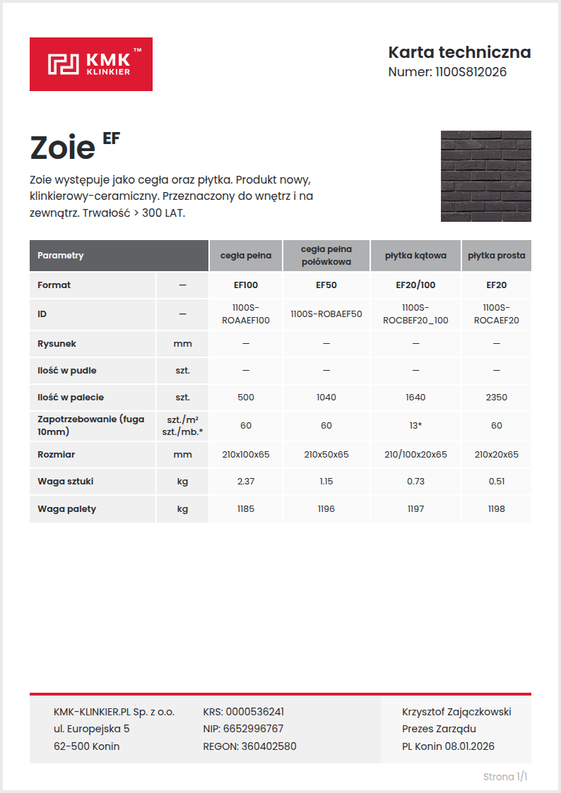 Karta techniczna