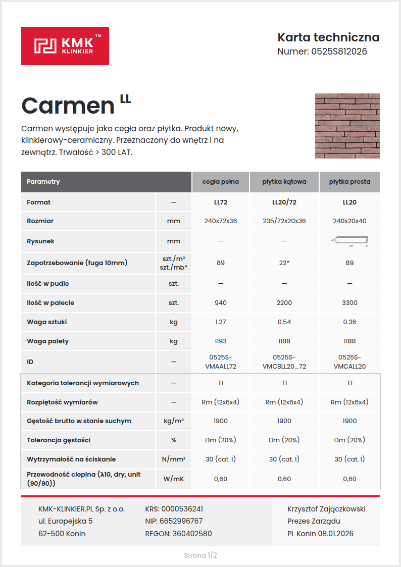 Karta techniczna