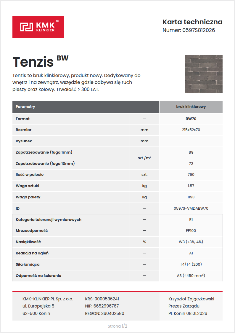 Karta techniczna