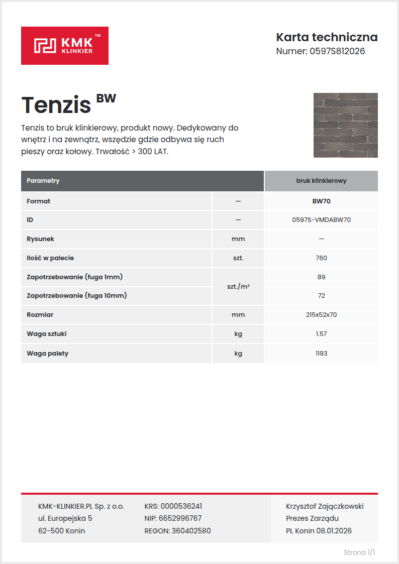 Karta techniczna