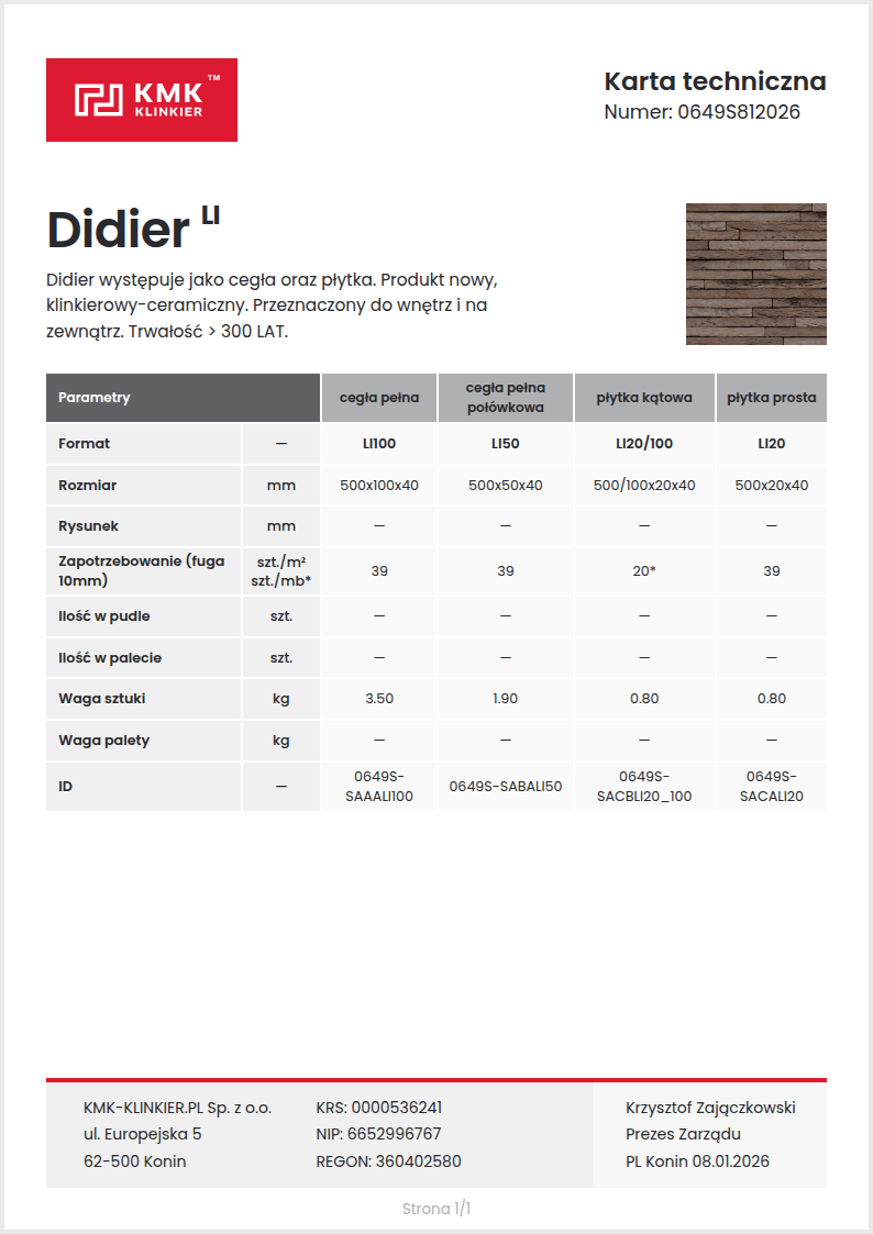 Karta techniczna