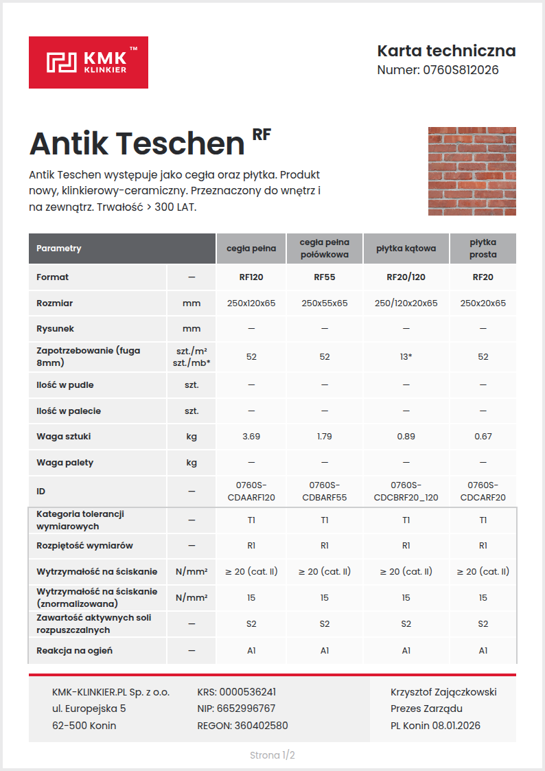 Karta techniczna