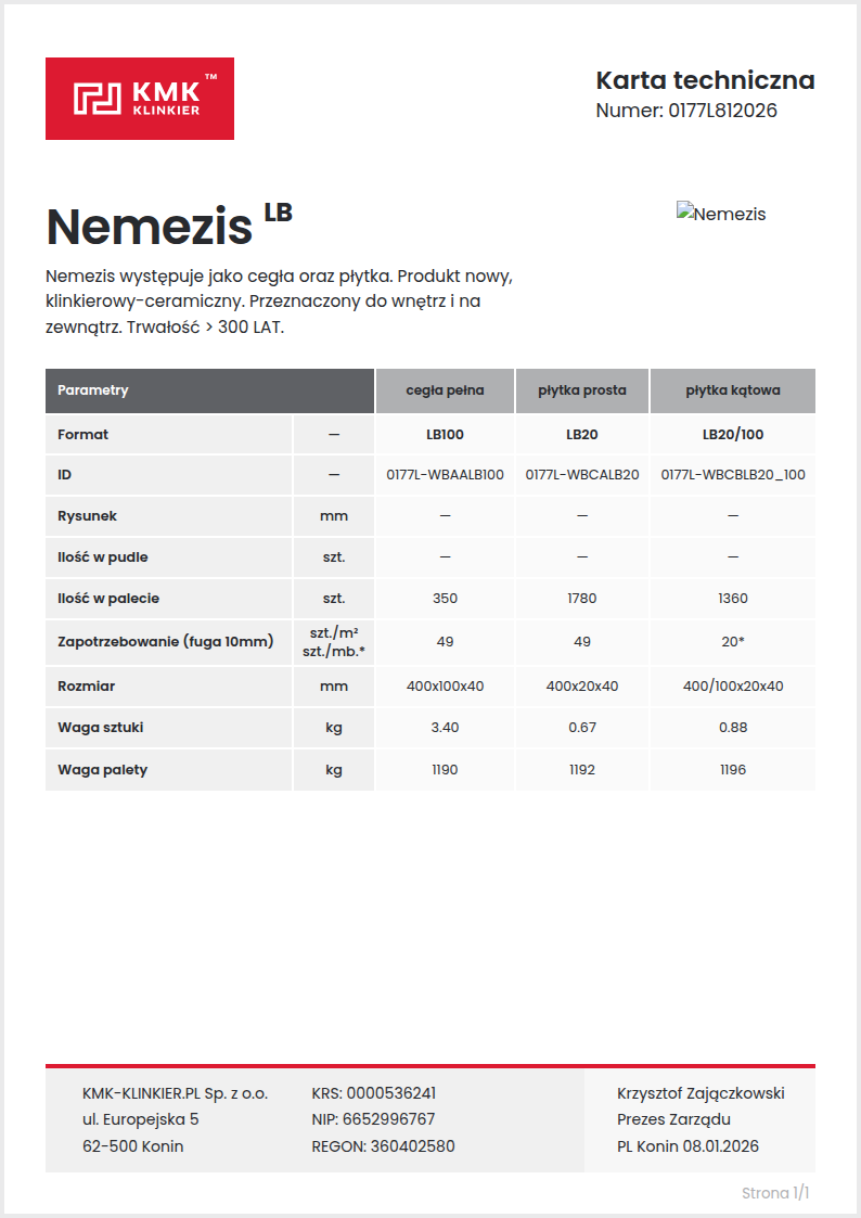 Karta techniczna