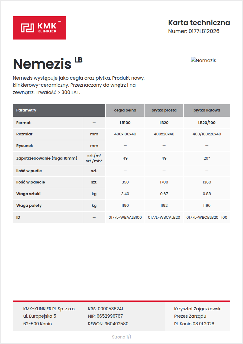 Karta techniczna