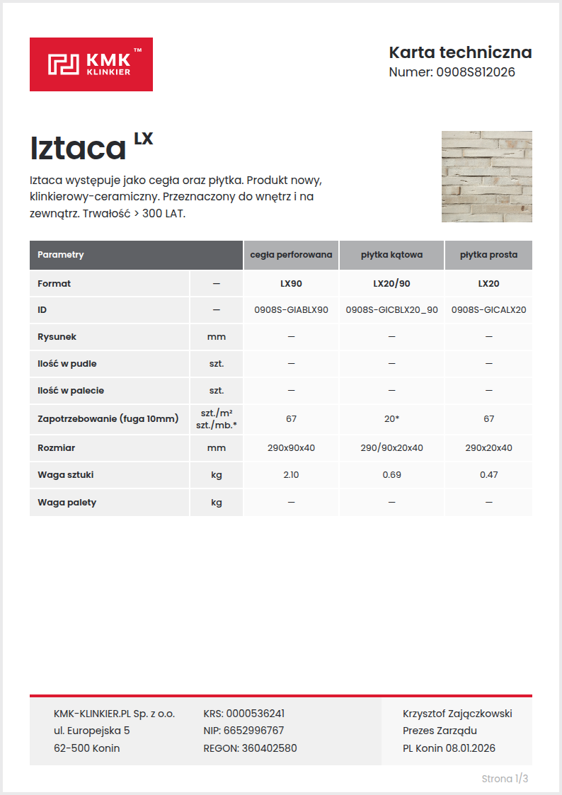 Karta techniczna