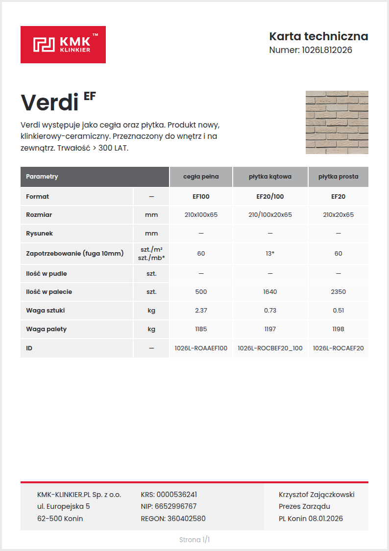 Karta techniczna