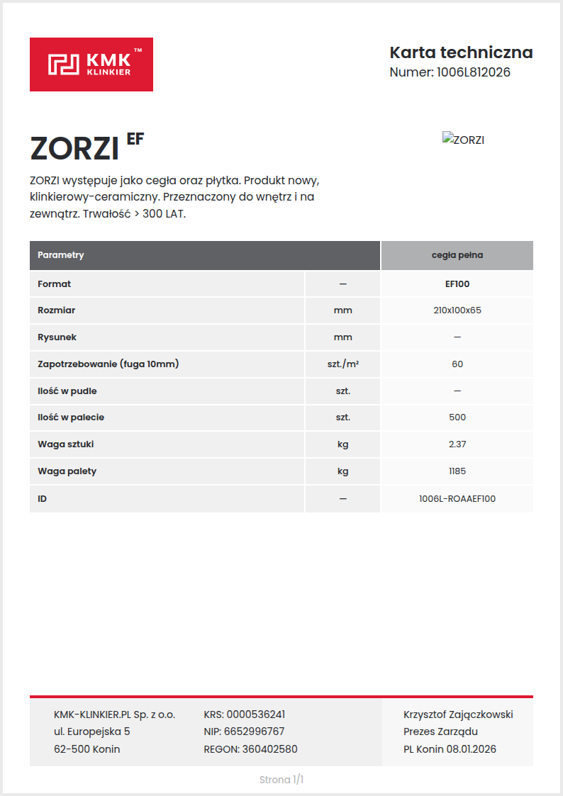Karta techniczna