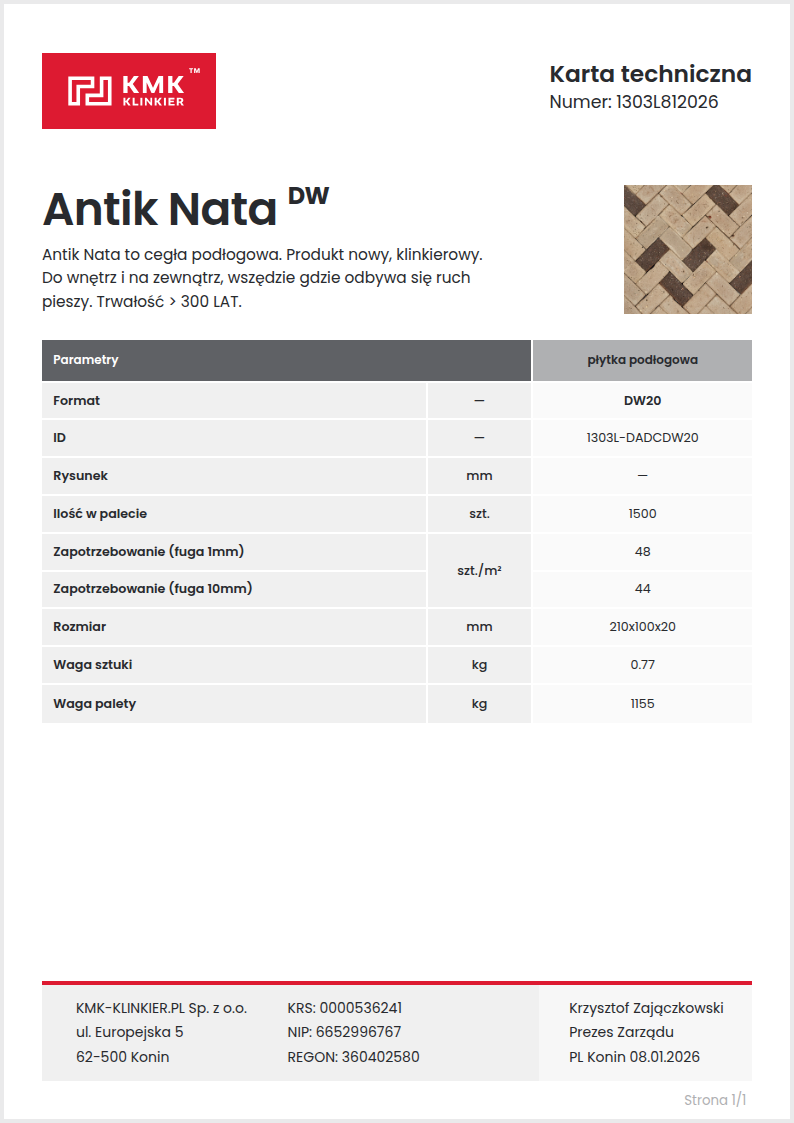 Karta techniczna